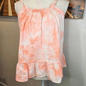 nwot Masgaschoni Pink Tie-Dye Tank Top with Ruffle Hem
